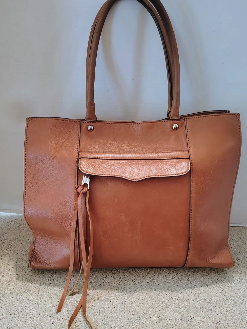 Rebecca Minkoff Classic Tan Leather Tote Bag - Spacious Everyday Handbag